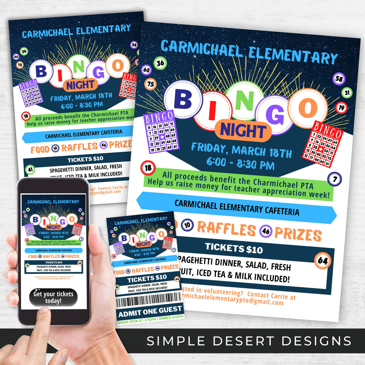 Editable Bingo Night Bundle - Simple Desert Designs