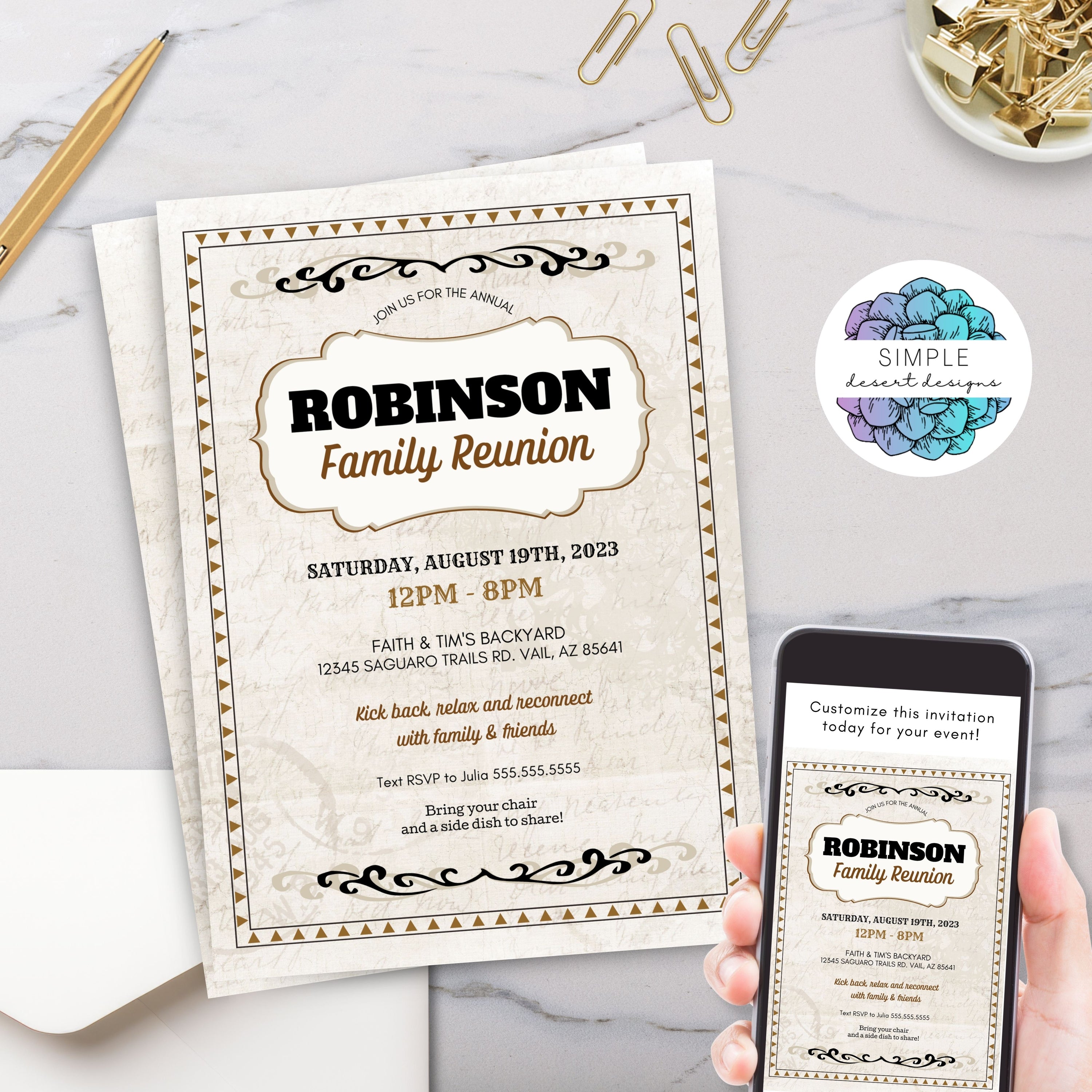 Invite Family The Family Gathering Invitation Template - Simple Desert Designs
