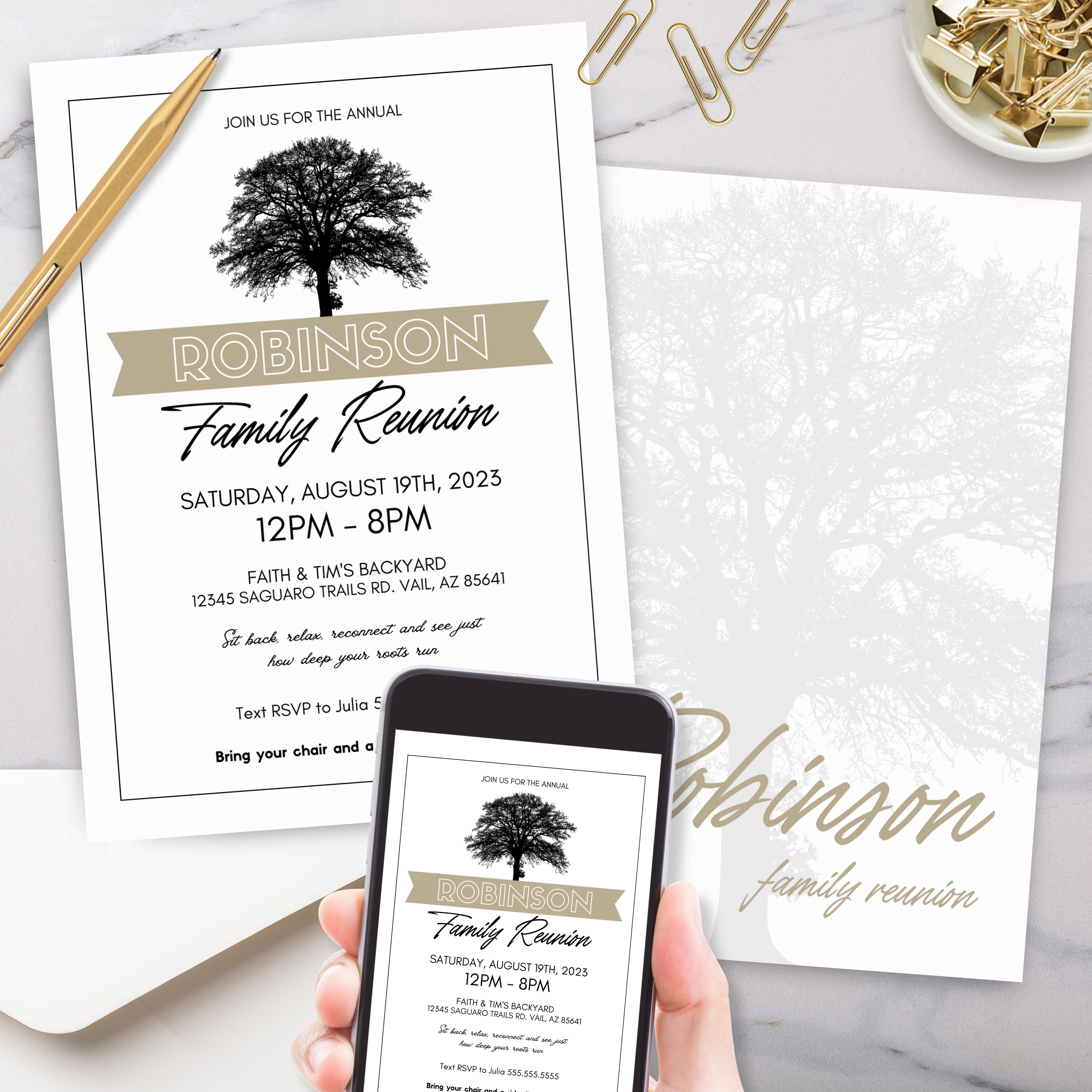 family reunion invitation for elegant and minimalist family gathering