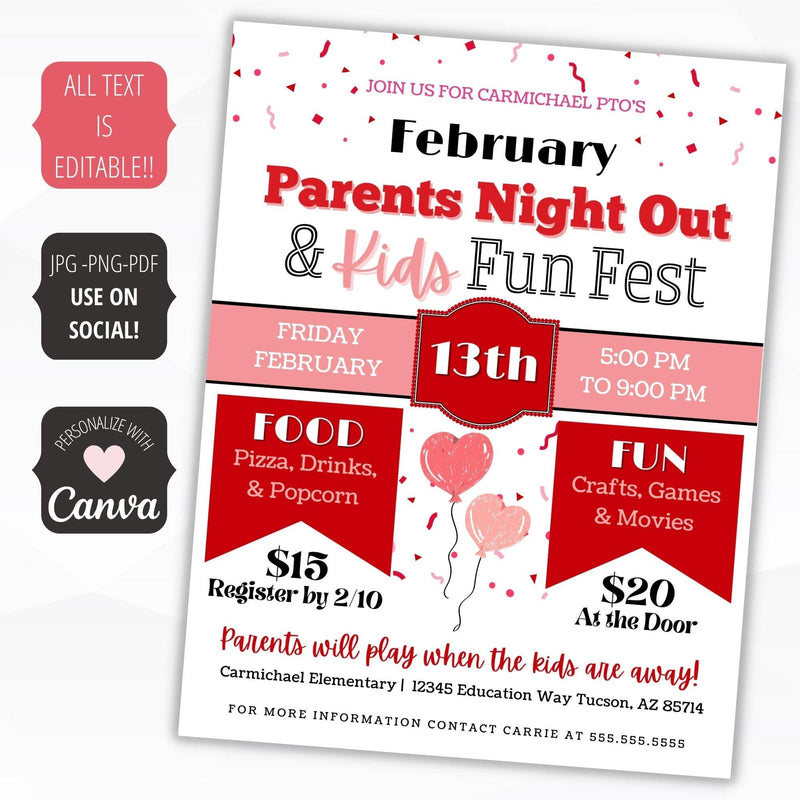 valentines parents night out fundraiser