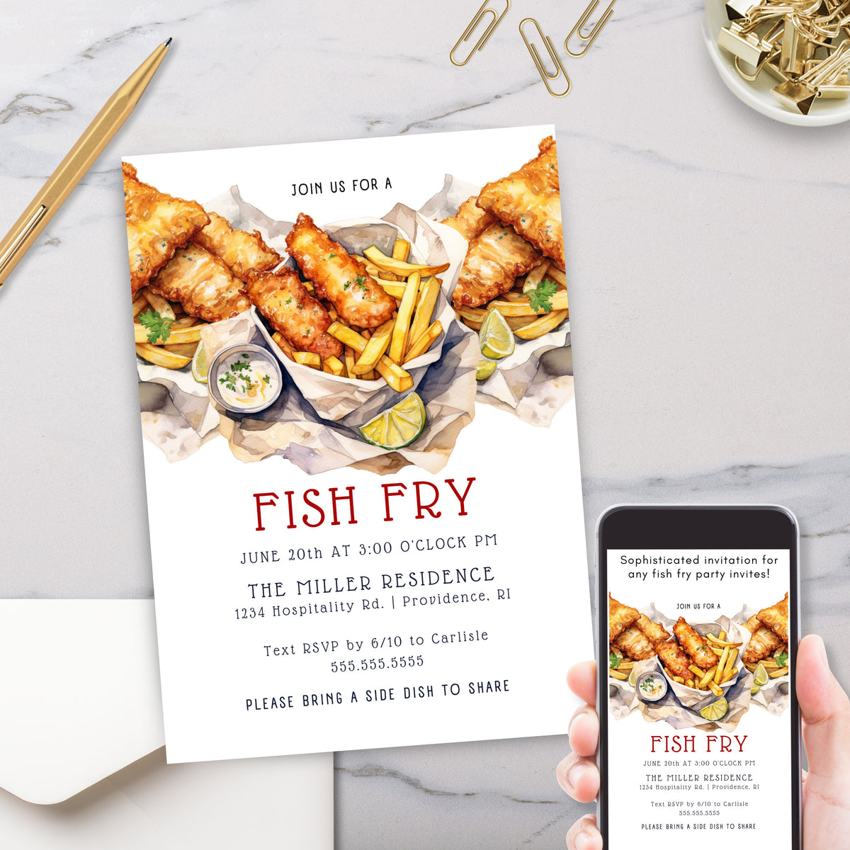Fish Fry Party Invitation Template - Simple Desert Designs