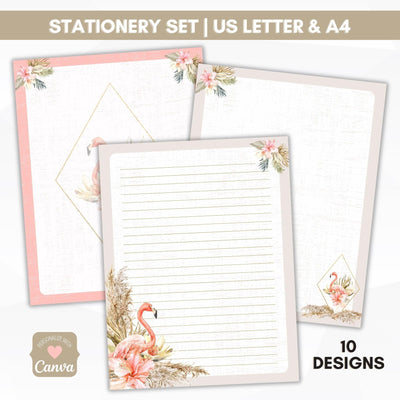 flamingo stationery journal paper lined and unlined