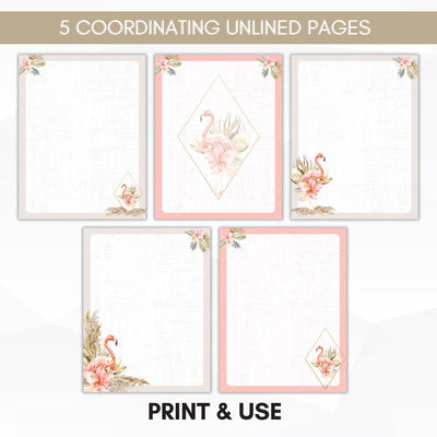 unlined flamingo journal paper