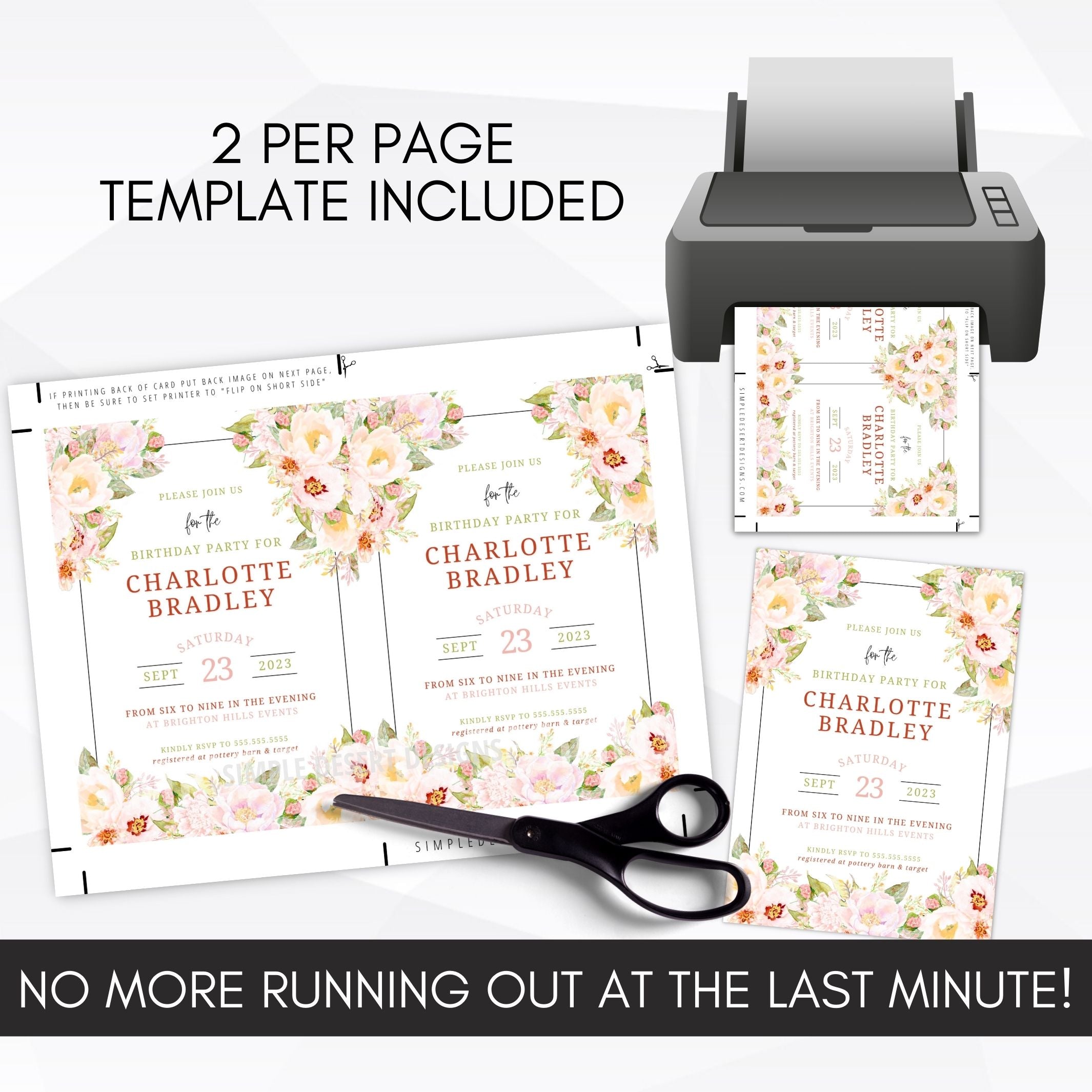 vintage floral birthday invitation