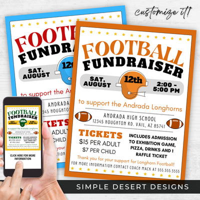 unique customizable football fundraiser flyer template