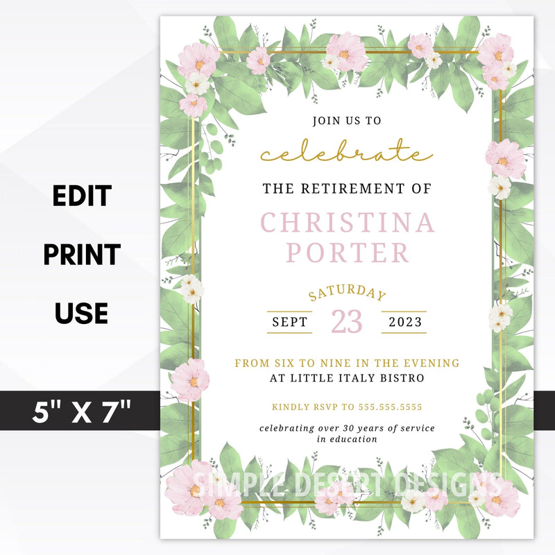 formal retirement reception invitations