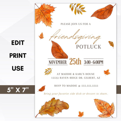 editable thanksgiving dinner invitation printable template