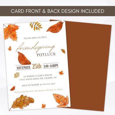 fall autumn friendsgiving let's gather printable invitation template