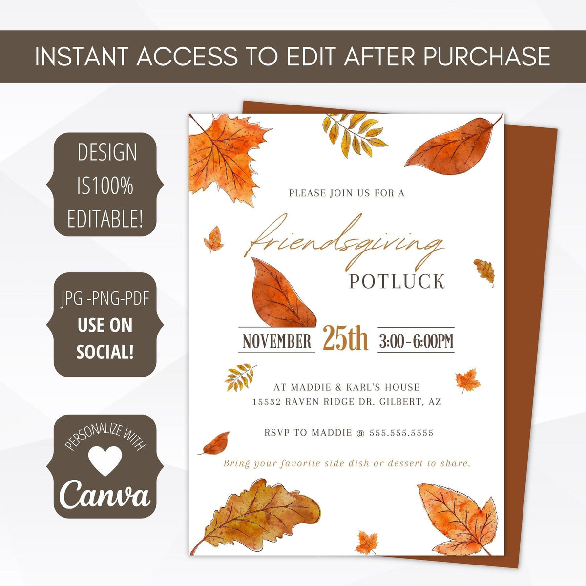 Friendsgiving Invitation Template - Simple Desert Designs