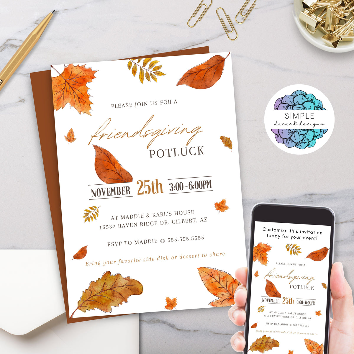 Friendsgiving Invitation Template - Simple Desert Designs