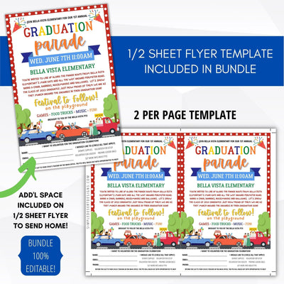 editable graduation parade invite template school pto pta ptc church community celebration event