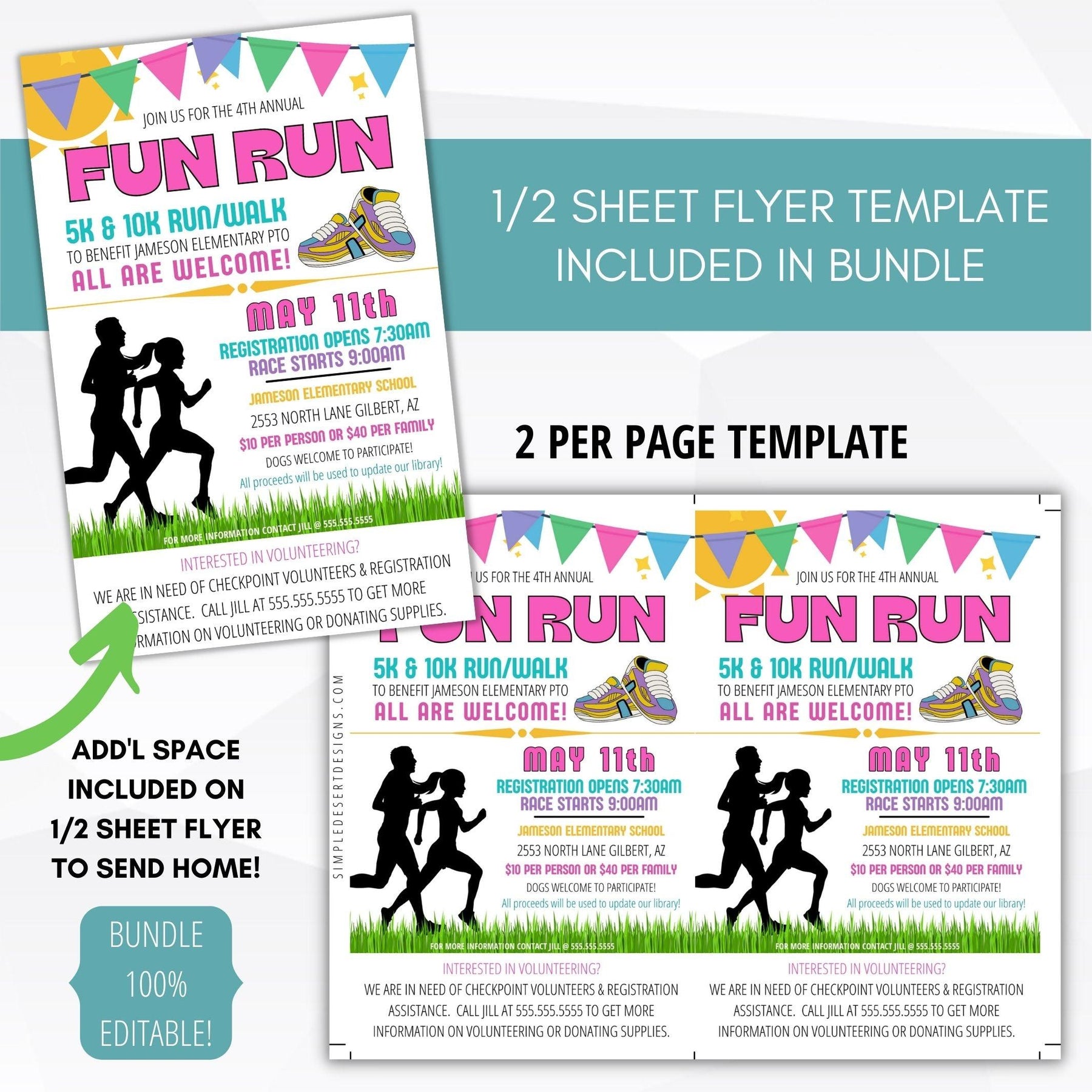 Fun Run Fundraiser Flyer Invite Set Simple Desert Designs Fun run fundraiser flyer invite set simple desert designs