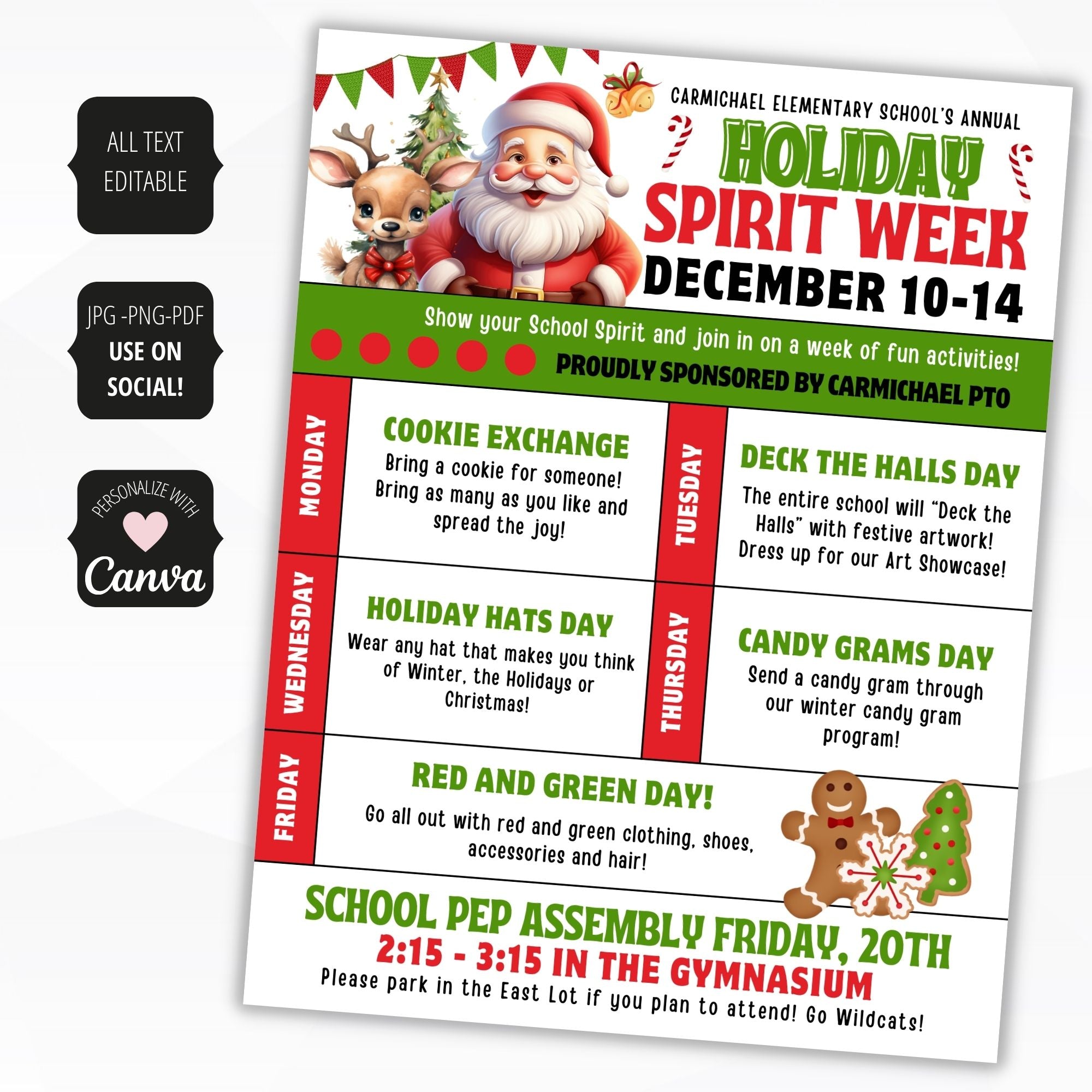personalized christmas spirit week schedule for schools and work 