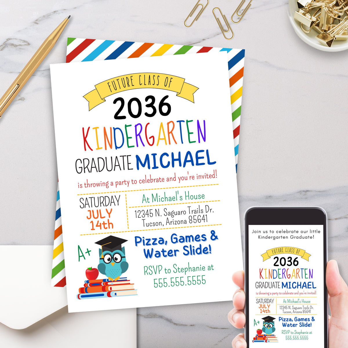 Fun Kindergarten Graduation Invitation Template - Simple Desert Designs