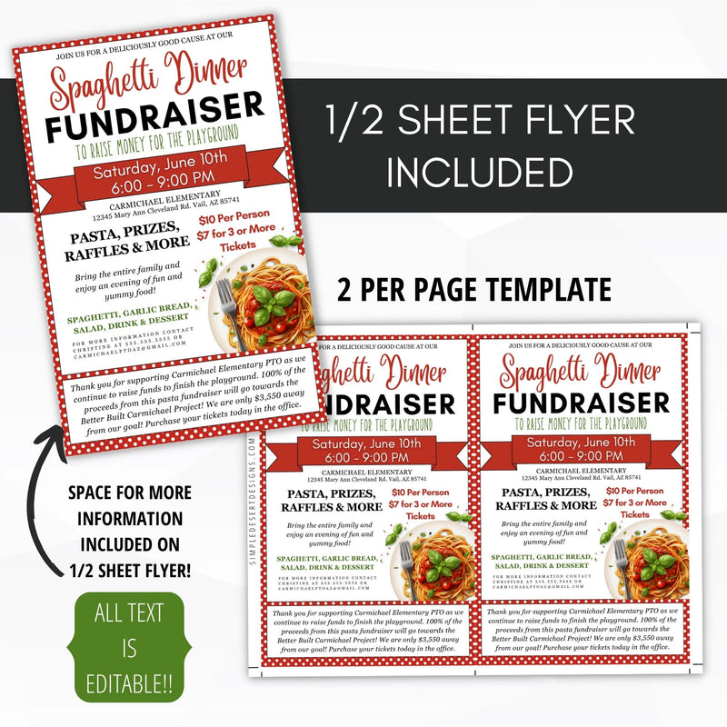 spaghetti dinner fundraiser flyers for handouts