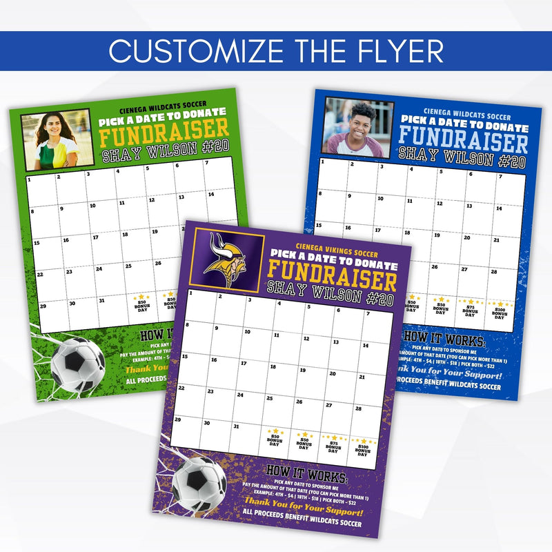 Soccer Fundraiser Calendar Grunge Simple Desert Designs