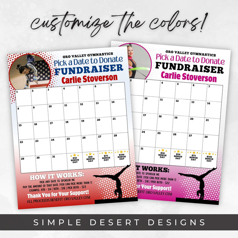 easy fundraiser for gymnastics customizable calendar templates