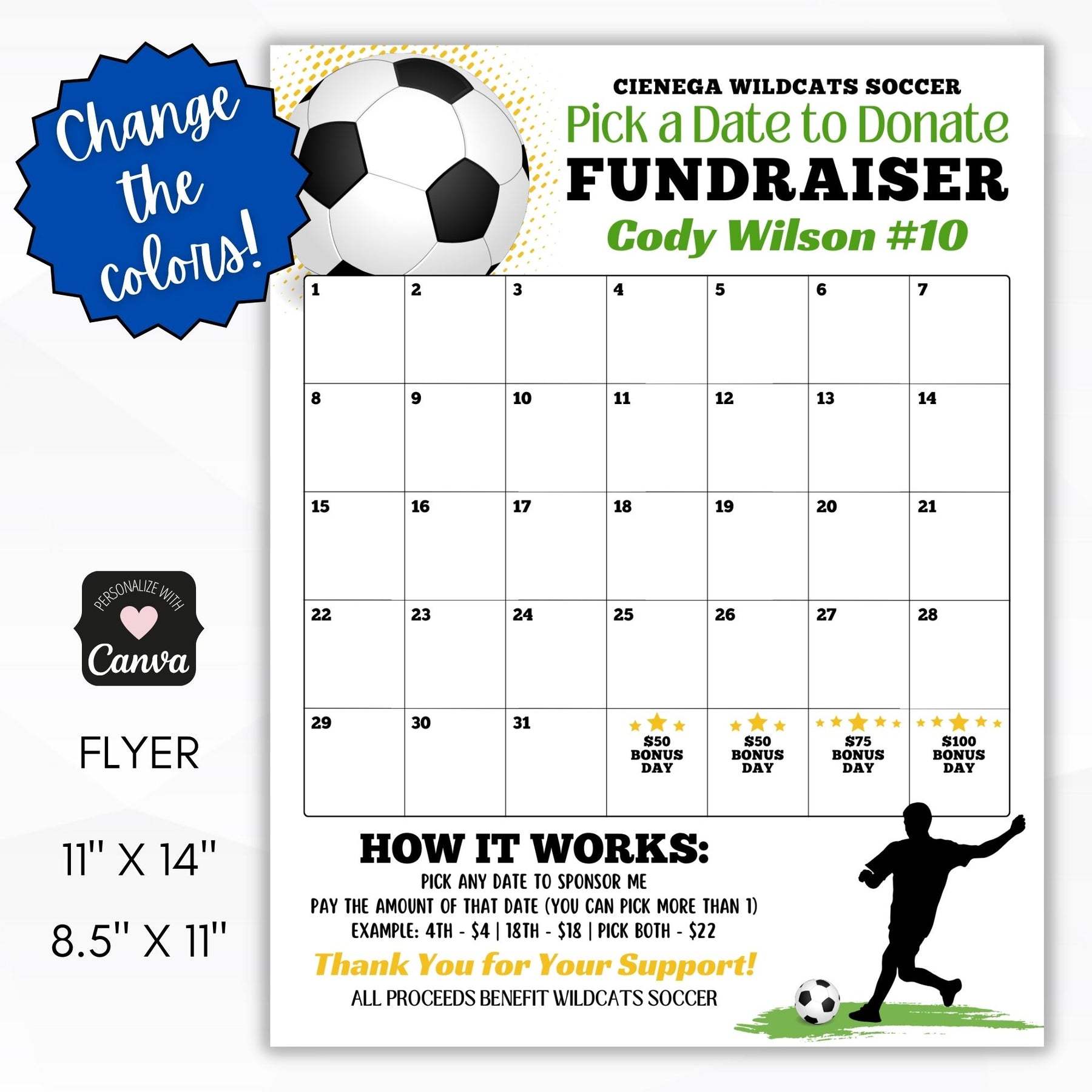 Soccer Fundraising Calendar Template Simple Desert Designs