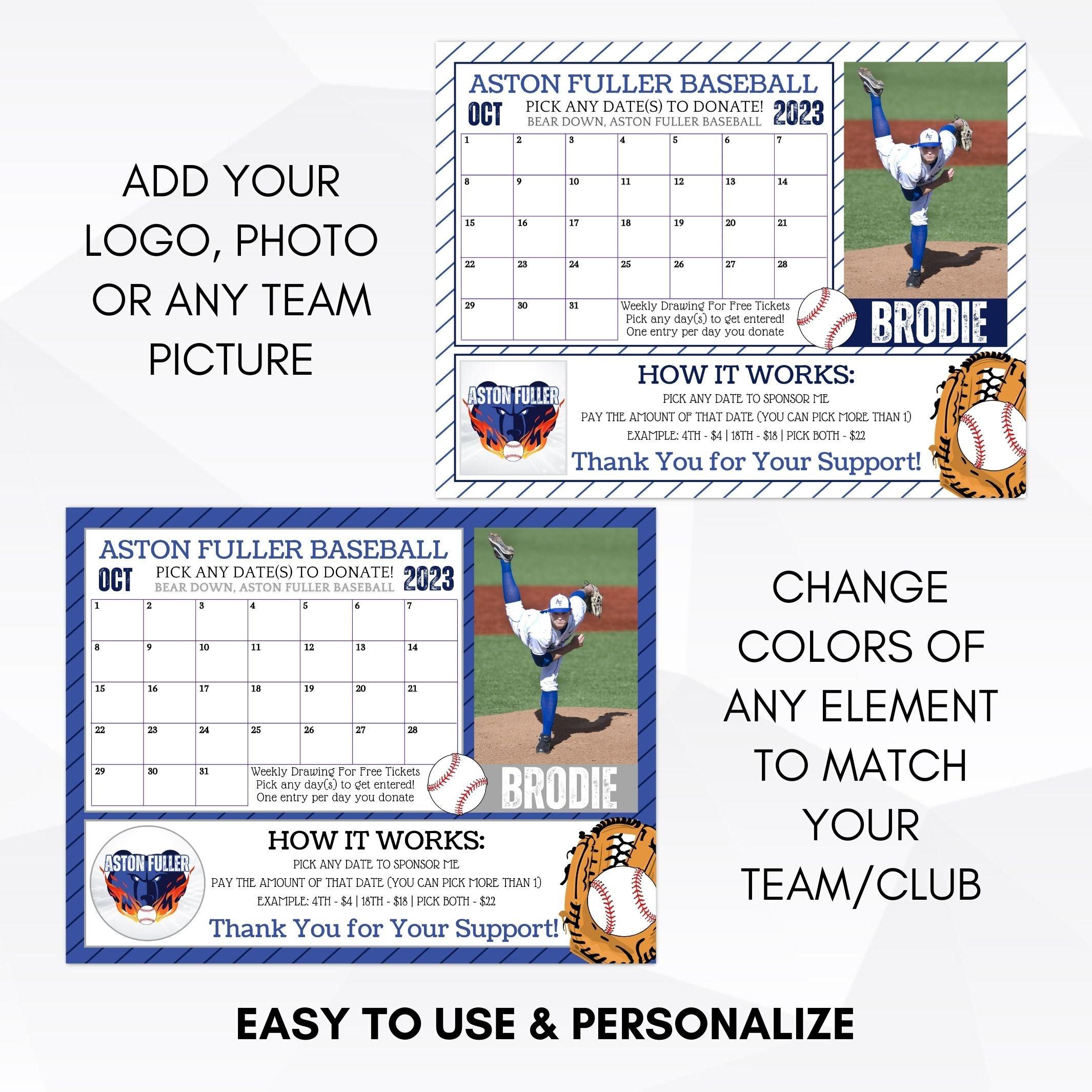 Fundraising Sports Calendar Baseball – Simple Desert Designs