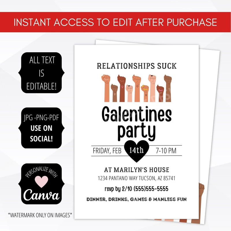Galentines Dinner Party Invitation