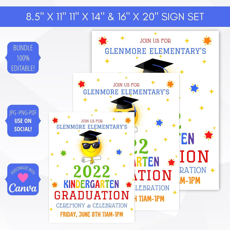 school pto pta ptc graduation ceremony sign set future is bright shades sunglasses