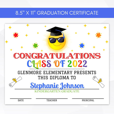 preschool kindergarten elementary graduation ceremony classroom grad diploma certificate template