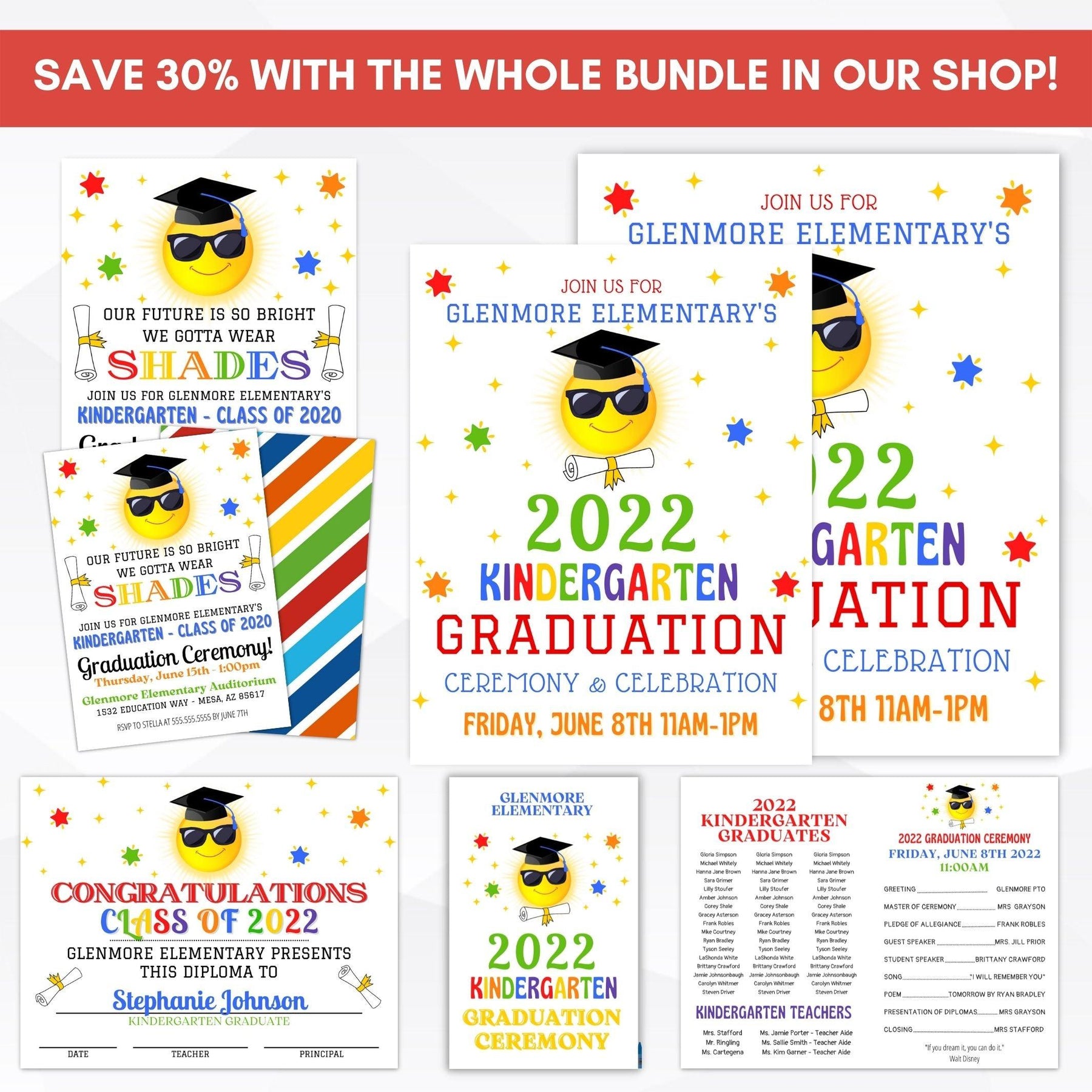 Future is Bright Graduation Ceremony Program Editable Template | Simple ...