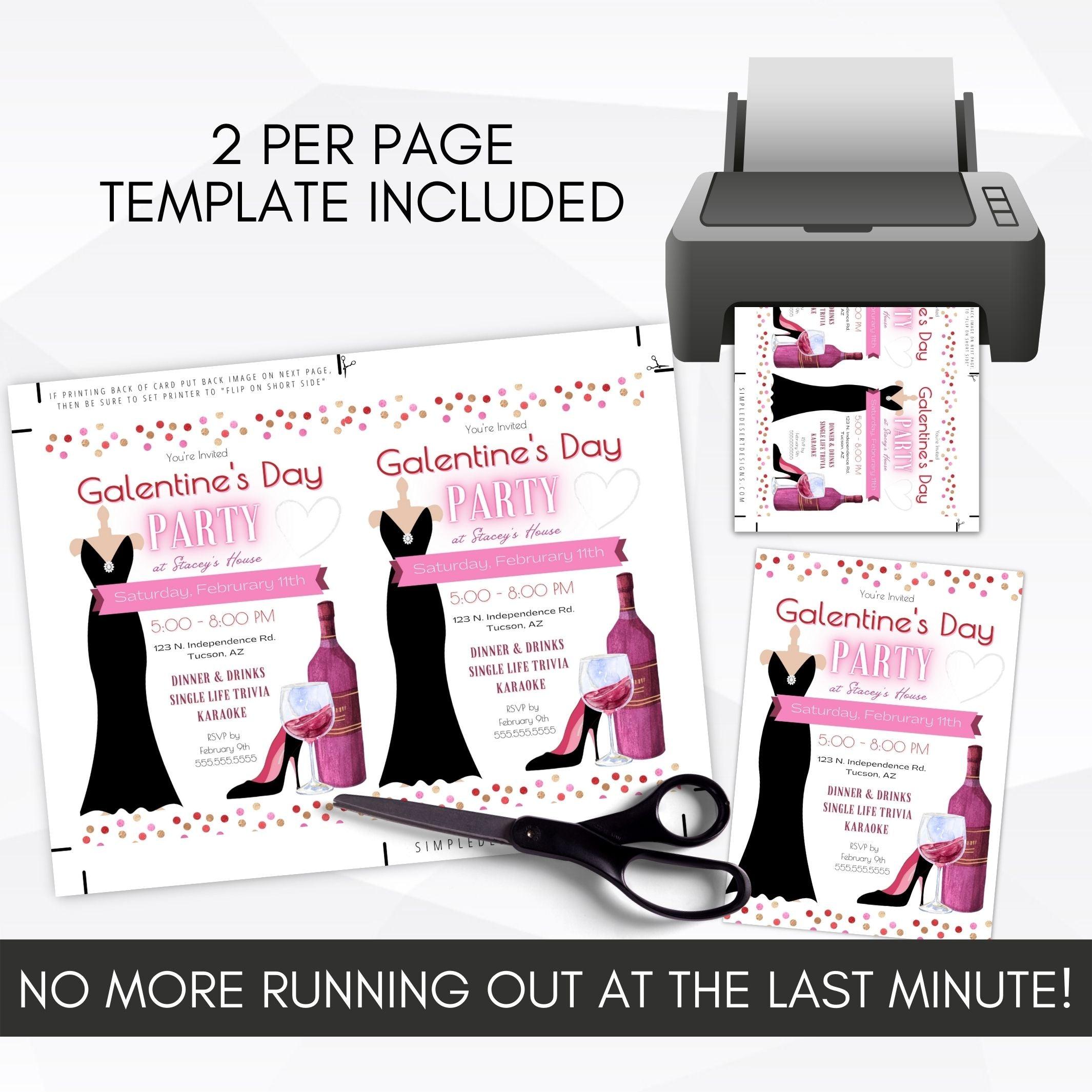 black dress valentines party invitation