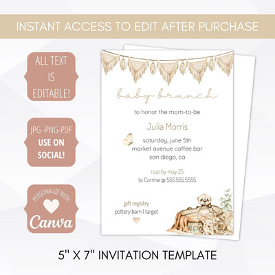 boho baby shower invitation