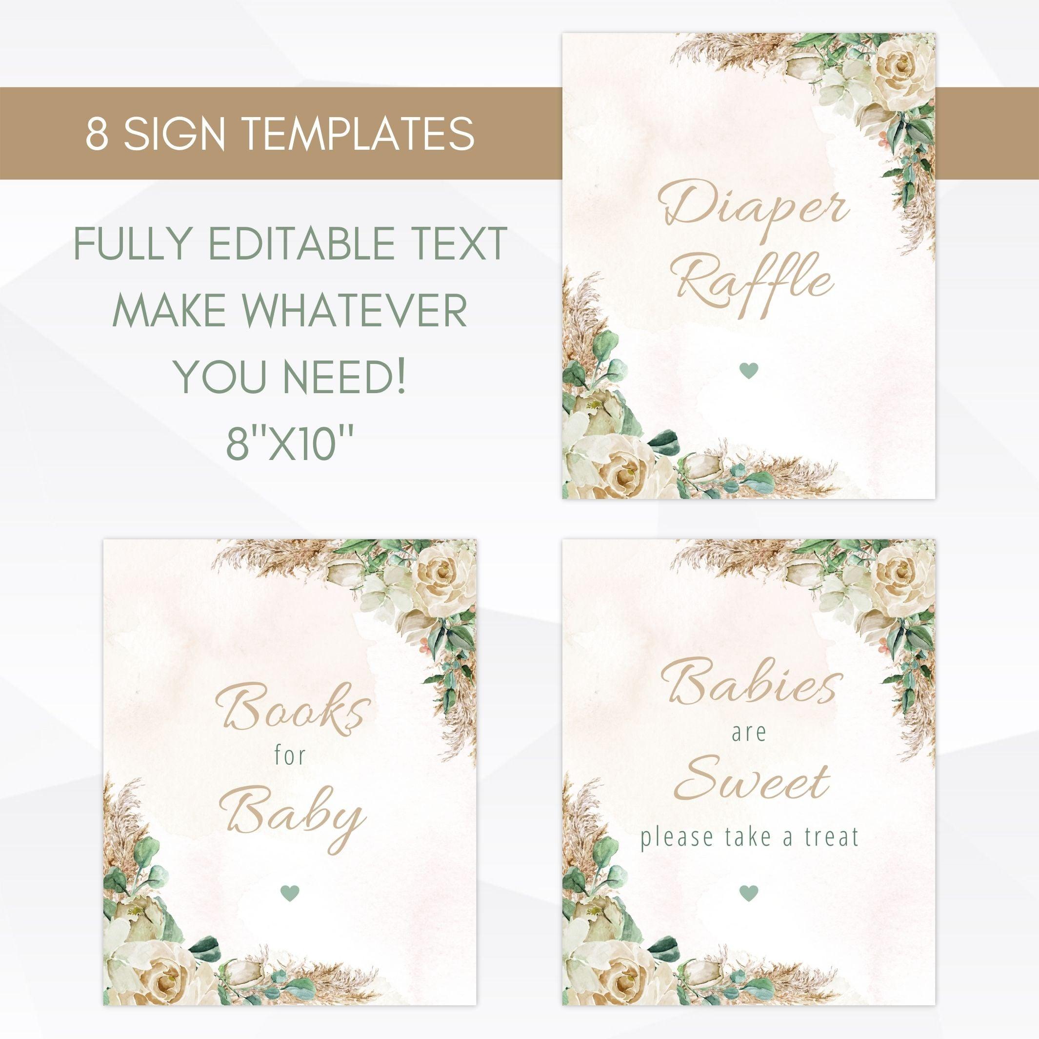 boho baby shower signs