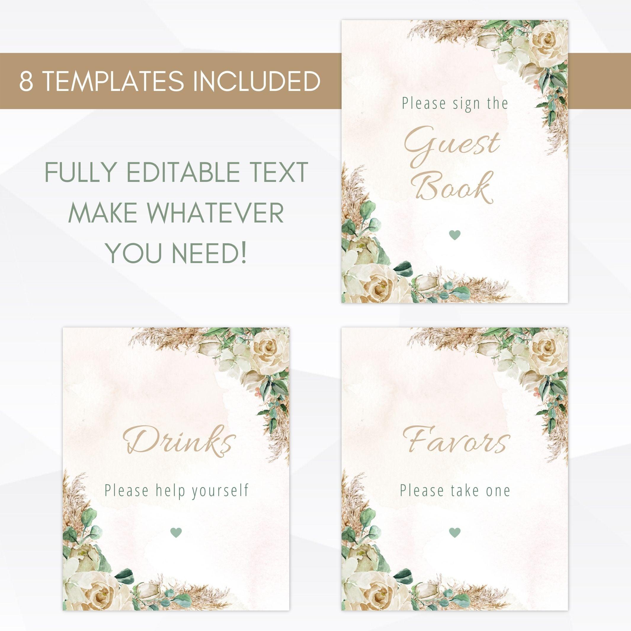 editable welcome sign for boho baby shower