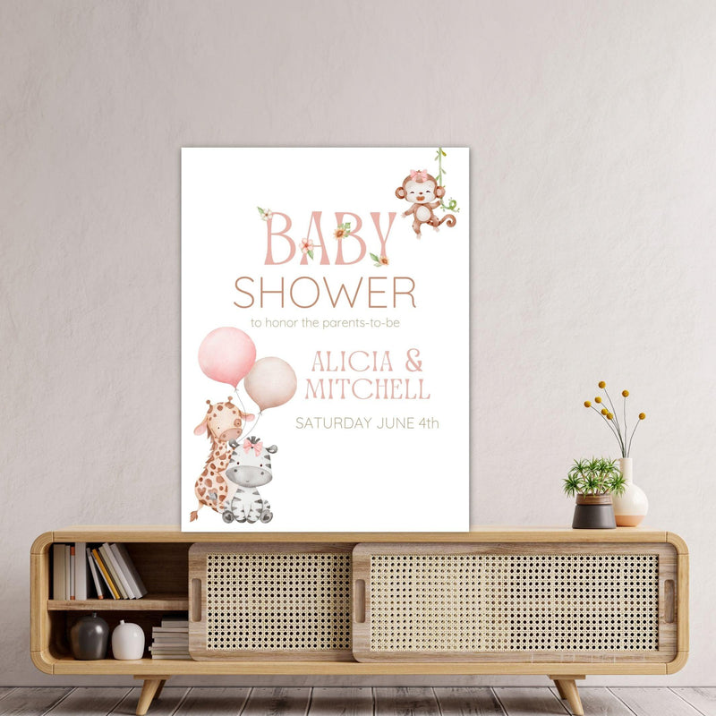 jungle baby shower signs for girl