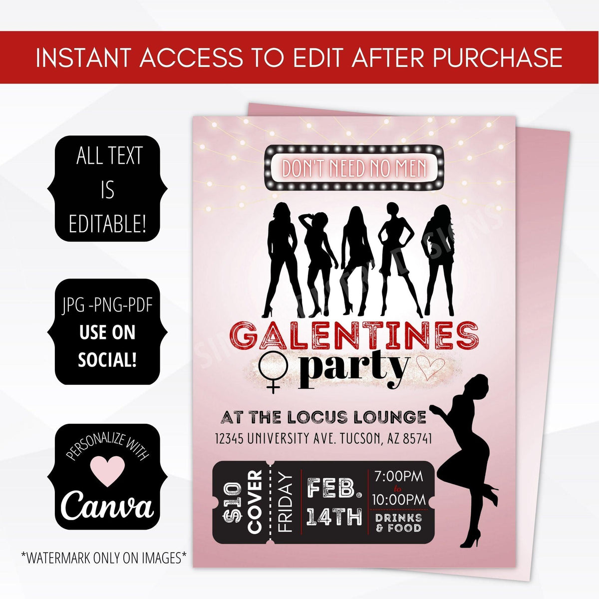 Valentine Girls Night Invitation Template - Simple Desert Designs