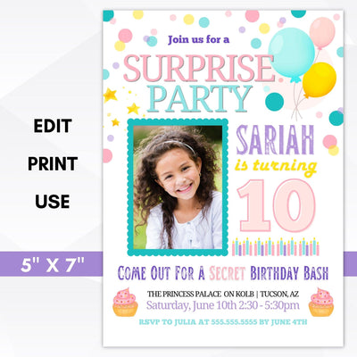 girls surprise party invitation