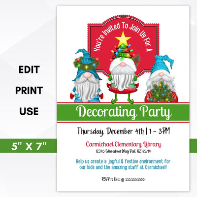 gnome christmas party invitation