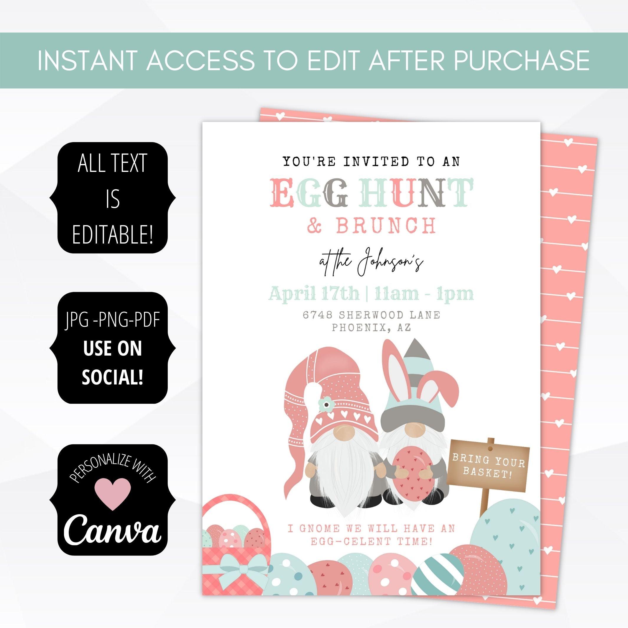 Editable Easter brunch invitations