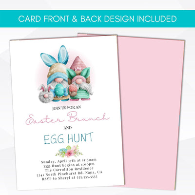 Gnome family Easter party invitation
