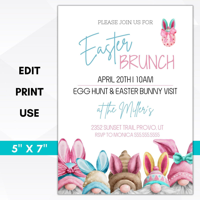 Gnome Easter brunch invitations