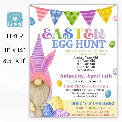 Gnome Easter egg hunt flyer set