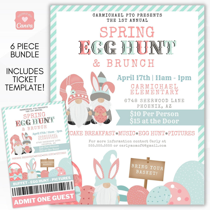 Gnome Easter egg hunt invitation flyer