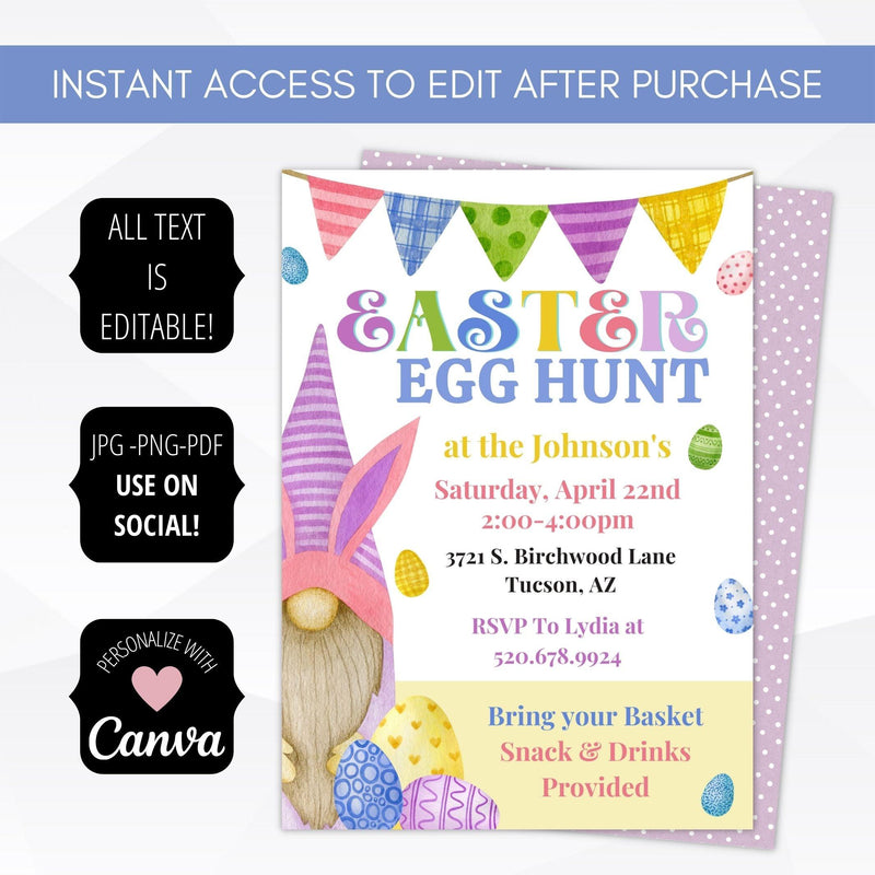 Easter egg hunt party invitations