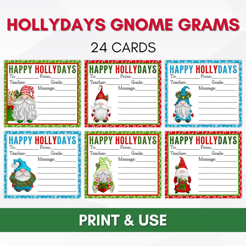 gnome holiday candy grams printable