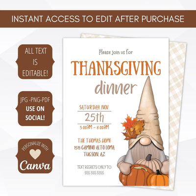 printable thanksgiving feast invitation
