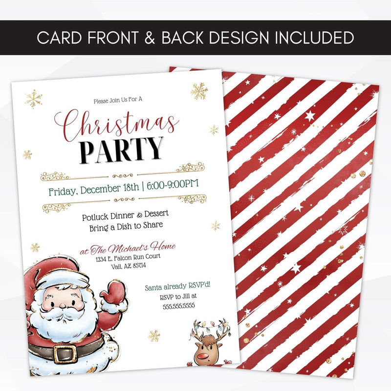 santa holiday dinner party invite template