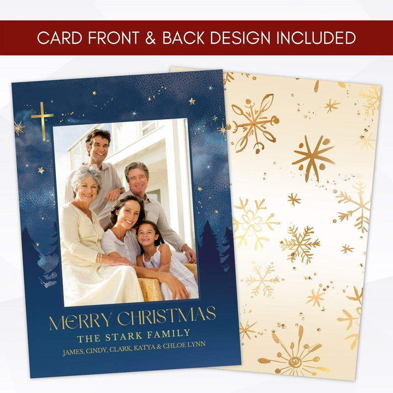 gold cross merry christmas card editable