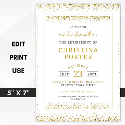elegant retirement reception invitation for the office or home party