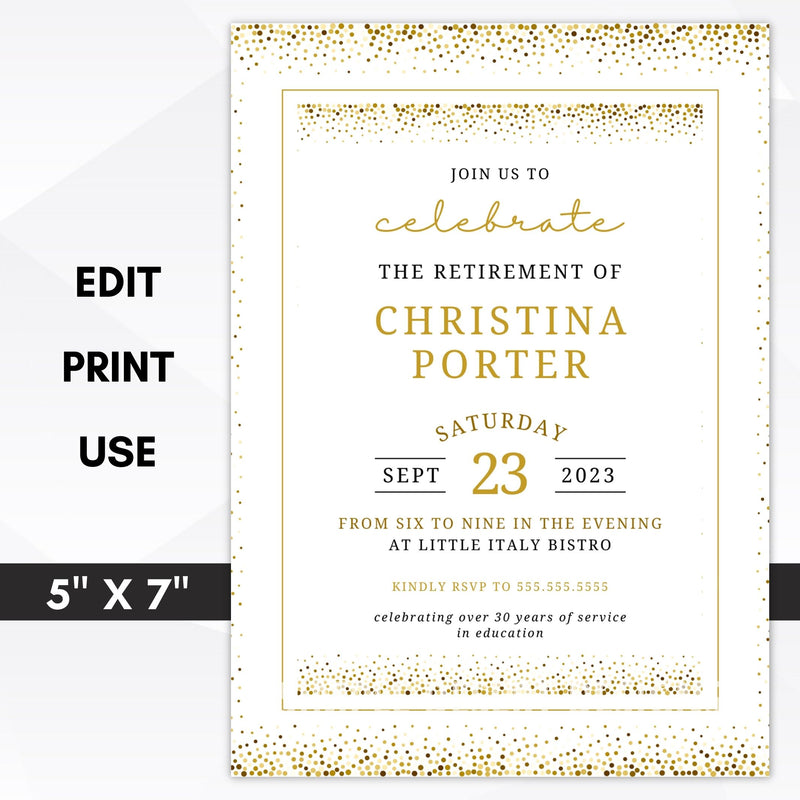 elegant retirement reception invitation for the office or home party