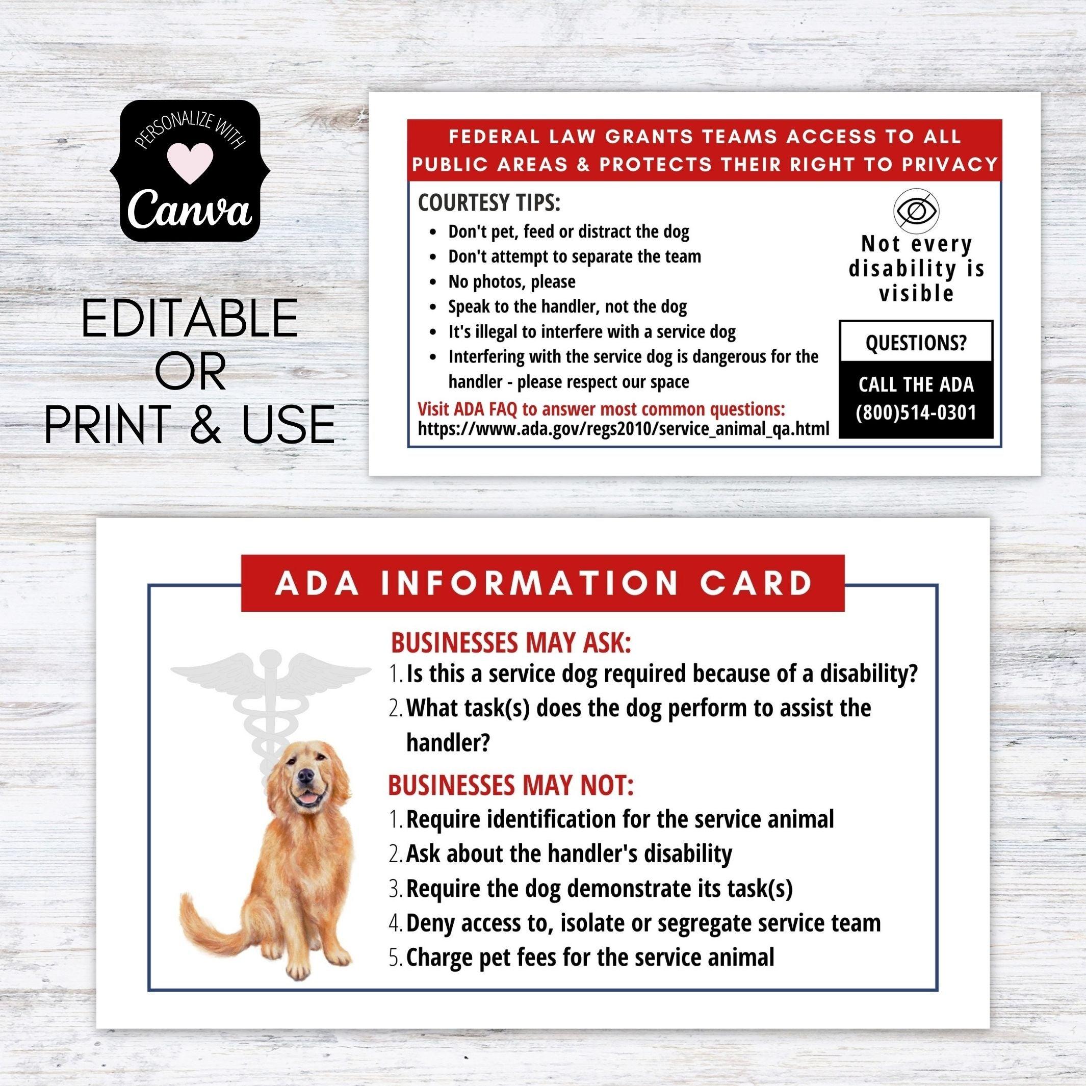 editable custom printable ADA law cards