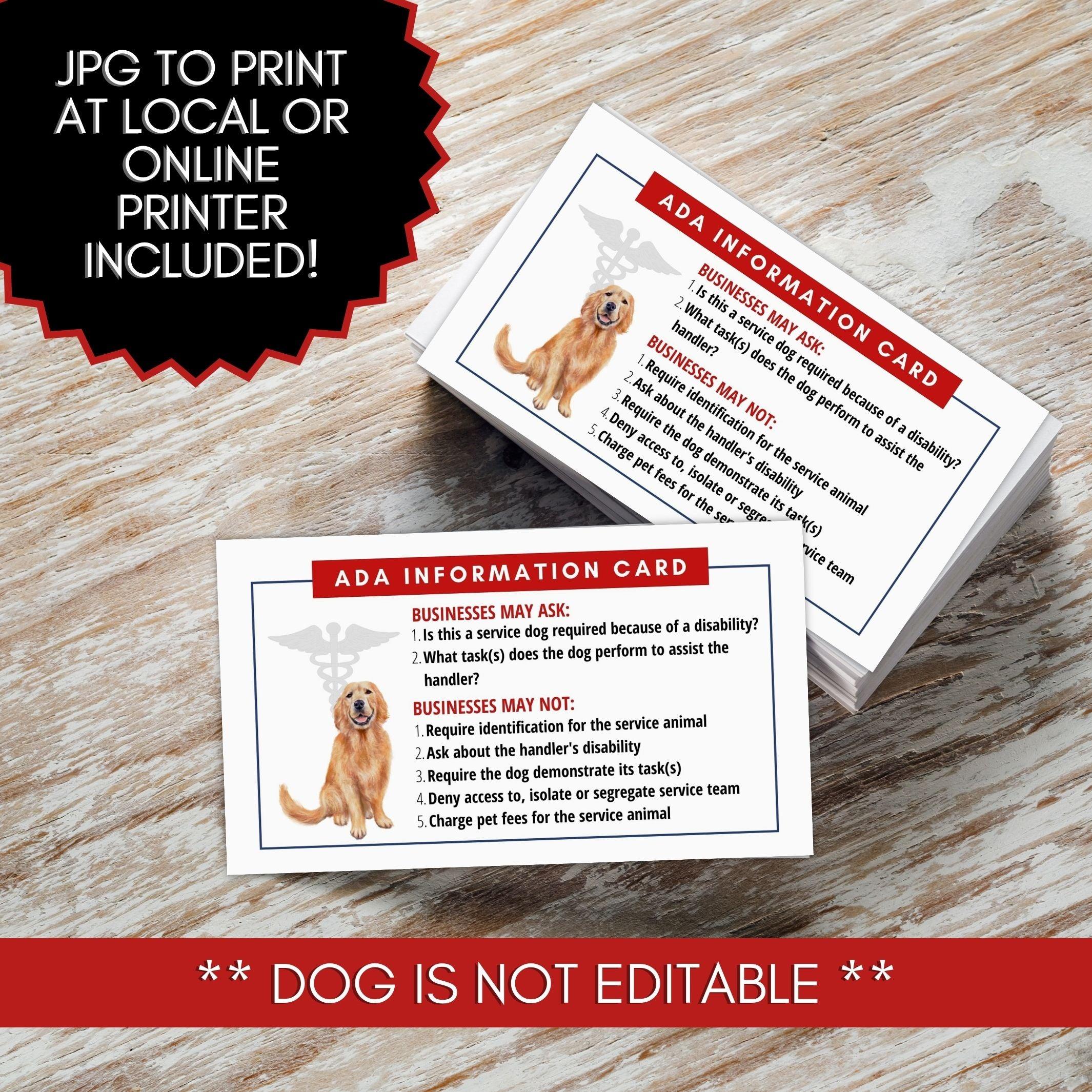 PTSD emotional support dog etiquette card