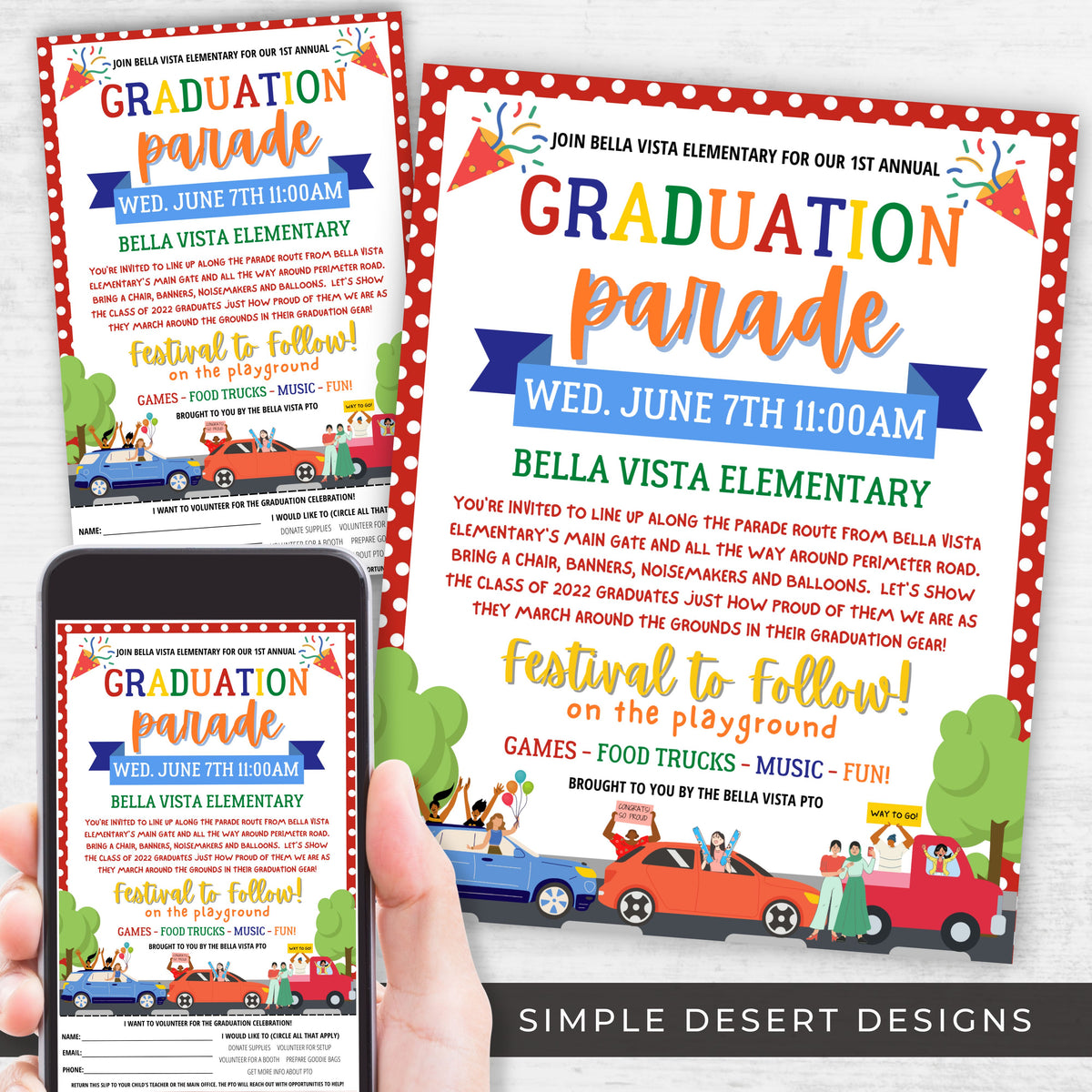 Graduation Parade Flyer Template - Simple Desert Designs